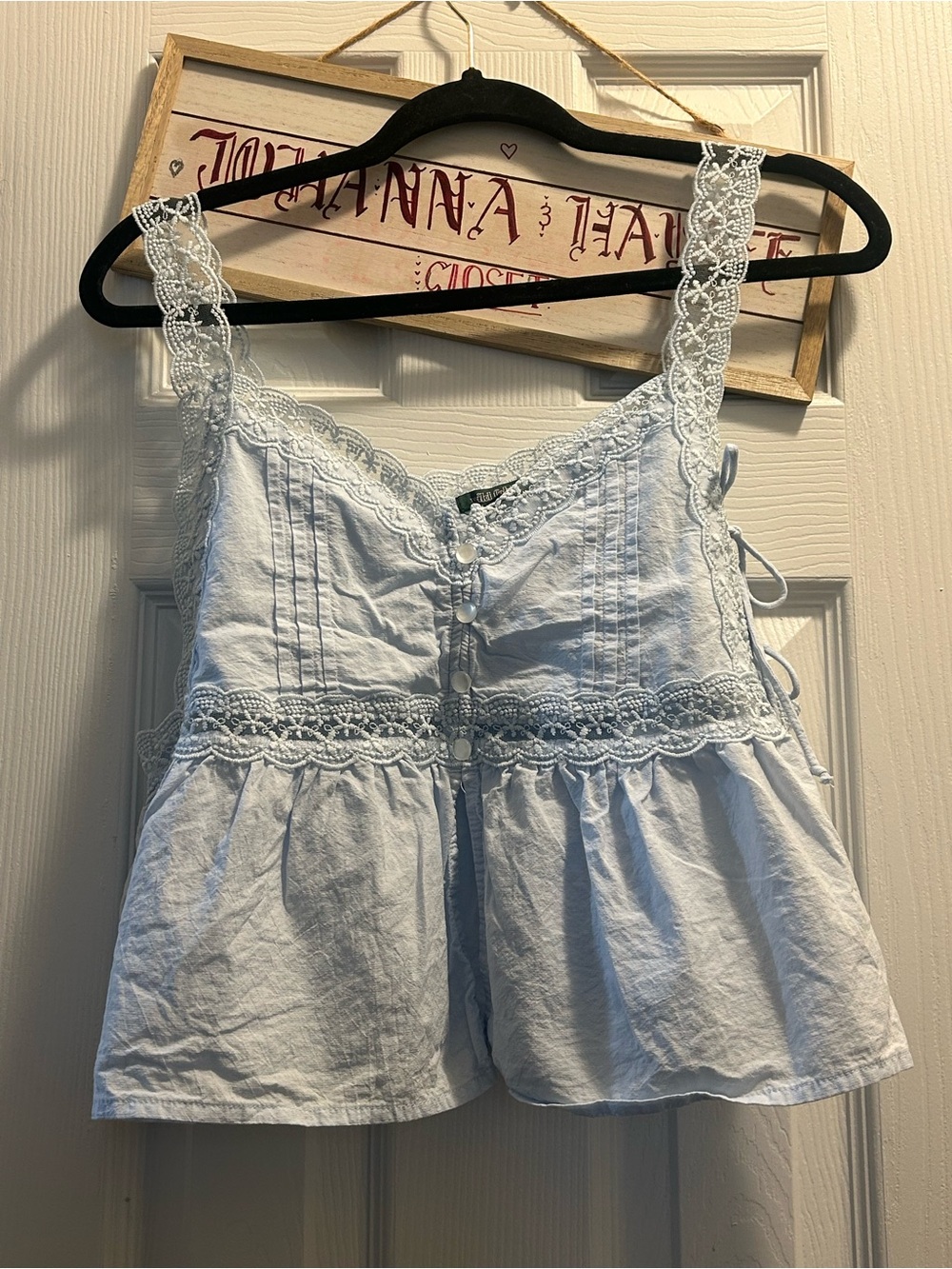 wild fable Light Blue Lace-Trim Button Front Camisole